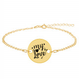 Lover - Bratara personalizata banut argint 925 placat cu aur galben 24K My Love, Bijubox