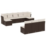 Cumpara ieftin Set canapele de gradina cu perne, 10 piese, maro, poliratan
