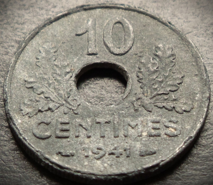 Moneda istorica 10 CENTIMES - FRANTA, anul 1941 * cod 5029 - eroare exfoliere