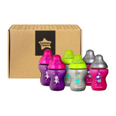 Set biberoane ONL Fetite Haioase Tommee Tippee, 260 ml, 6 buc, 0luni+, Multicolor