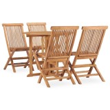 Cumpara ieftin Set mobilier de exterior pliabil, 5 piese, lemn masiv de tec