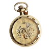 Ceas de buzunar, Gorben, Clasic, Vintage, Skeleton, Mecanic, Lant, Cifre romane, Auriu