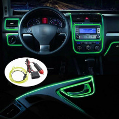 Banda LED Auto De Interior, Verde + Droser 12V, 2 Metri foto