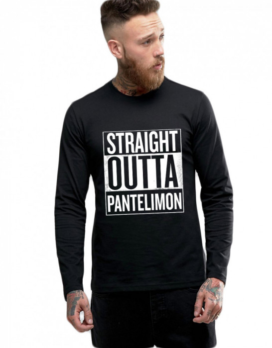 Bluza barbati neagra - Straight Outta Pantelimon - L