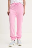 MSGM pantaloni de trening din bumbac culoarea negru, neted