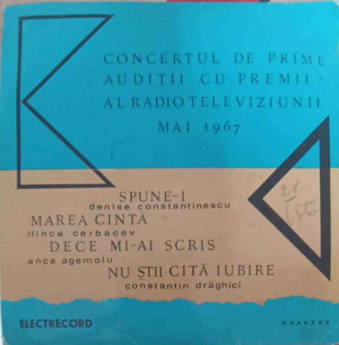 Disc vinil, LP. Concertul De Prime Auditii Cu Premii Al Radioteleviziunii, Mai 1967-COLECTIV-242329