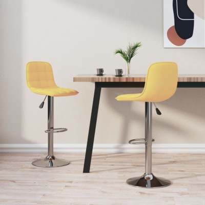 Scaune de bar, 2 buc., galben, material textil foto