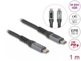 Cablu coaxial de date + incarcare fast USB 4 type C 8K60Hz/240W/PD 3.1 cu afisaj 1m, Delock 86067