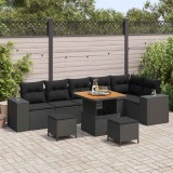 Cumpara ieftin Set de canapele pentru gradina 9 buc. 6-Numar de locuri Negru