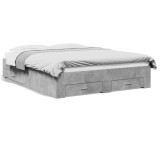 Cumpara ieftin Cadru de pat cu sertare, gri beton, 150x200 cm, lemn prelucrat