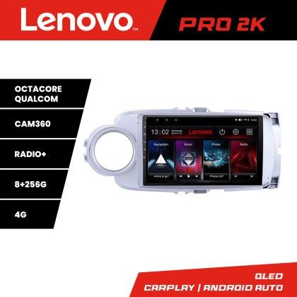 Navigatie Toyota Yaris 2010-2018 Lenovo Kit-YARIS10 8 core QLED 2K 8+256 360 Android Waze USB Navigatie Internet Youtube Radio Lenovo CarStore Technol