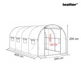 Cort Folie Gradina 200x250x400 cm, Alb, Cadru Metalic, Polietilena, Minitunel