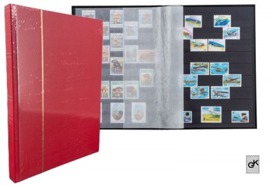 Leuchtturm clasoar pentru timbre - 16 file / 32 pagini negre , roşu foto