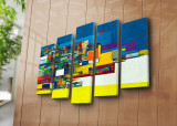 Set 5 tablouri decorative, 5PATK-201, Canvas, 19 x 70 cm, Multicolor