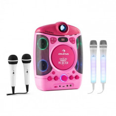 Auna KARA PROJECTURA PINK + karaoke set DAZZL MIC, microfon, lumini led foto