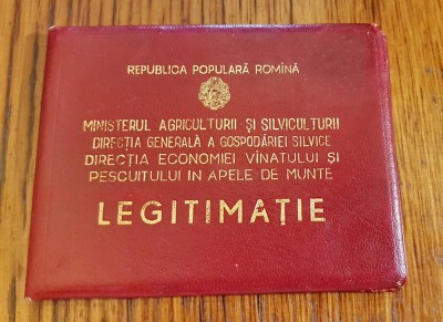 F183-Legitimatie veche pescar vanator Romania 1964-1966 stare buna 10/7,5 cm. foto