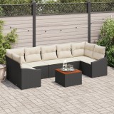 VidaXL Set canapea de grădină 8 pcs Negru, alb 55 x 55 x 37 cm