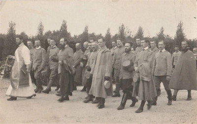 Carte postala lagar Crefeld Germania, Inmormantare soldati romani WW1 foto