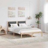 vidaXL Cadru de pat cu headboard Gri &icirc;nchis 140 x 200 cm țesătură 878185