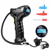Cumpara ieftin Pompa aer auto electrica Home Sweet Paradise&reg;, afisaj digital LCD, Lanterna LED, alimentare la bricheta masinii, manometru digital, Negru