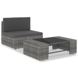 Gossi set mobilier de gradina, 2 piese, gri, poliratan