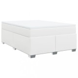 Cumpara ieftin Pat box spring cu saltea, alb, 140x200 cm, piele ecologica