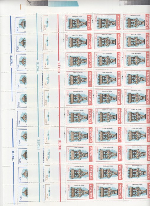 ROMANIA 1998 LP 1451 TROITE SET COLI DE 50 SERII MNH