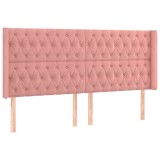 Cumpara ieftin Tablie de pat cu aripioare, roz, 203x16x118/128 cm, catifea