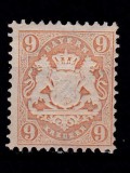 ✅ (S35) Germania veche - Bavaria/Bayern 1873 " Stema embosata " 9Kr , Mi. 28y filigran diamant 15-17mm, nestampilat/negumat