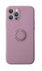 Husa compatibila cu iPhone 14 Plus, silicon, inel rotativ pentru prindere magnetica, interior din catifea, Mov, Oem