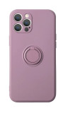 Husa compatibila cu iPhone 13 Pro Max, silicon, inel rotativ pentru prindere magnetica, interior din catifea, Mov