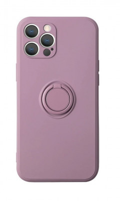 Husa compatibila cu iPhone 14 Plus, silicon, inel rotativ pentru prindere magnetica, interior din catifea, Mov foto