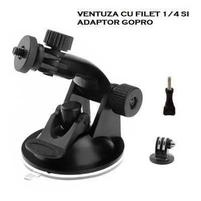 Ventuza 1/4 cu adaptor trepied camere GoPro 5 7 8 9 10 11 SjCam Insta360 DJI foto