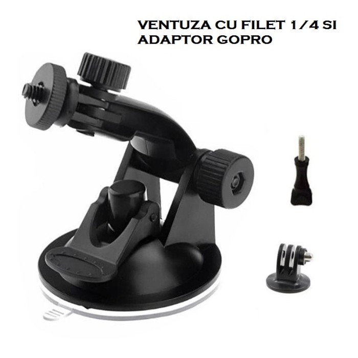 Ventuza 1/4 cu adaptor trepied camere GoPro 5 7 8 9 10 11 SjCam Insta360 DJI