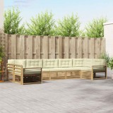 vidaXL Set de canapele de exterior cu pernă 7 pcs Alb și crem 3391095