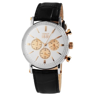 Ceas barbatesc, Cerruti 1881, cronograf, 24h, multicolor, curea piele neagra foto