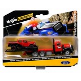 MAISTO DESIGN ELITE TRANSPORT SET CAMION CU RAMPA MACK B 61 FLATBED 1953 SI MASINUTA FORD F150 RAPTOR 2021 SCARA 1 LA 64