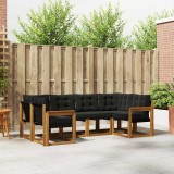 vidaXL Set de canapele de exterior cu pernă 6 pcs Natural și Negru 3368995