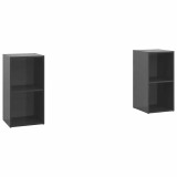Cumpara ieftin Dulapuri TV 2 buc gri extralucios 72x35x36,5 cm lemn prelucrat