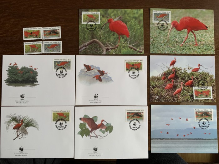 tobago - serie 4 timbre MNH, 4 FDC, 4 maxime, fauna wwf