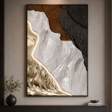 Tablou Decorativ cu Iluminare LED Raul de Aur,80 x 120 cm,24W,Lumina Neutra,Aliaj de Aluminiu si MDF
