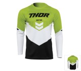 Cumpara ieftin Tricou (bluza) cross-enduro copii Thor model Sector Chevron culoare: alb/galben verde &ndash; marime S
