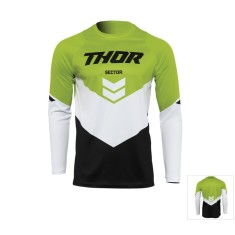 Tricou (bluza) cross-enduro copii Thor model Sector Chevron culoare: alb/galben verde &ndash; marime S
