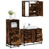 VidaXL Set mobilier de baie, 3 piese, stejar fumuriu, lemn prelucrat 3301022