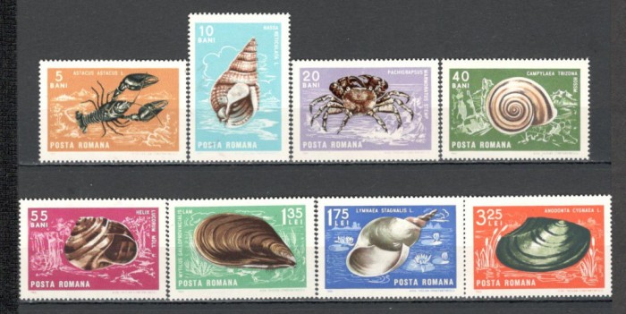 Romania.1966 Fauna marina-Crustacee si moluste YR.361