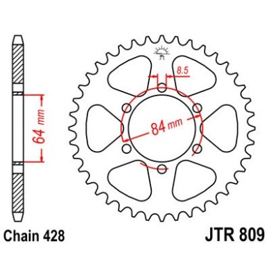 Pinion spate 53 dinti pas lant 428 - Suzuki DR - DS - RM - TC - SP - TM - TS 100-125cc foto