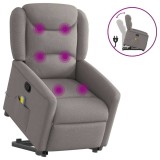 VidaXL Fotoliu rabatabil de masaj cu ridicare, gri taupe, textil