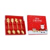 Set 4 Lingurite, Flippy, Tema Craciun, din Otel Inoxidabil, 4 Modele Festive, Cutie Cadou, 14 x 14 x 2.5 cm, Auriu