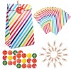 Set de 26 pungi Advent Calendar cu dungi curcubeu, 24 stickere cu numere, 26 de cleme din lemn, perfect pentru personalizarea calendarului din luna de