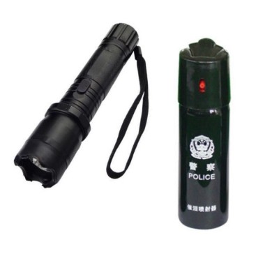Kit pentru autoaparare format din lanterna cu electrosoc si spray paralizant ems-6434 foto